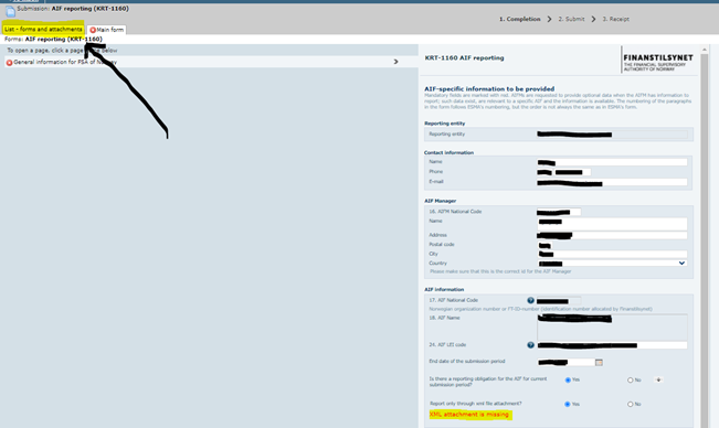 Figure: List – forms and attachments