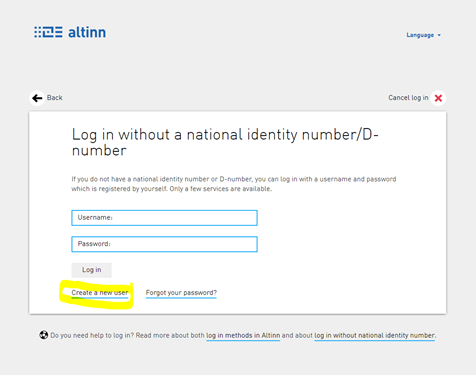 Figure: Picture showing how to create a new user.