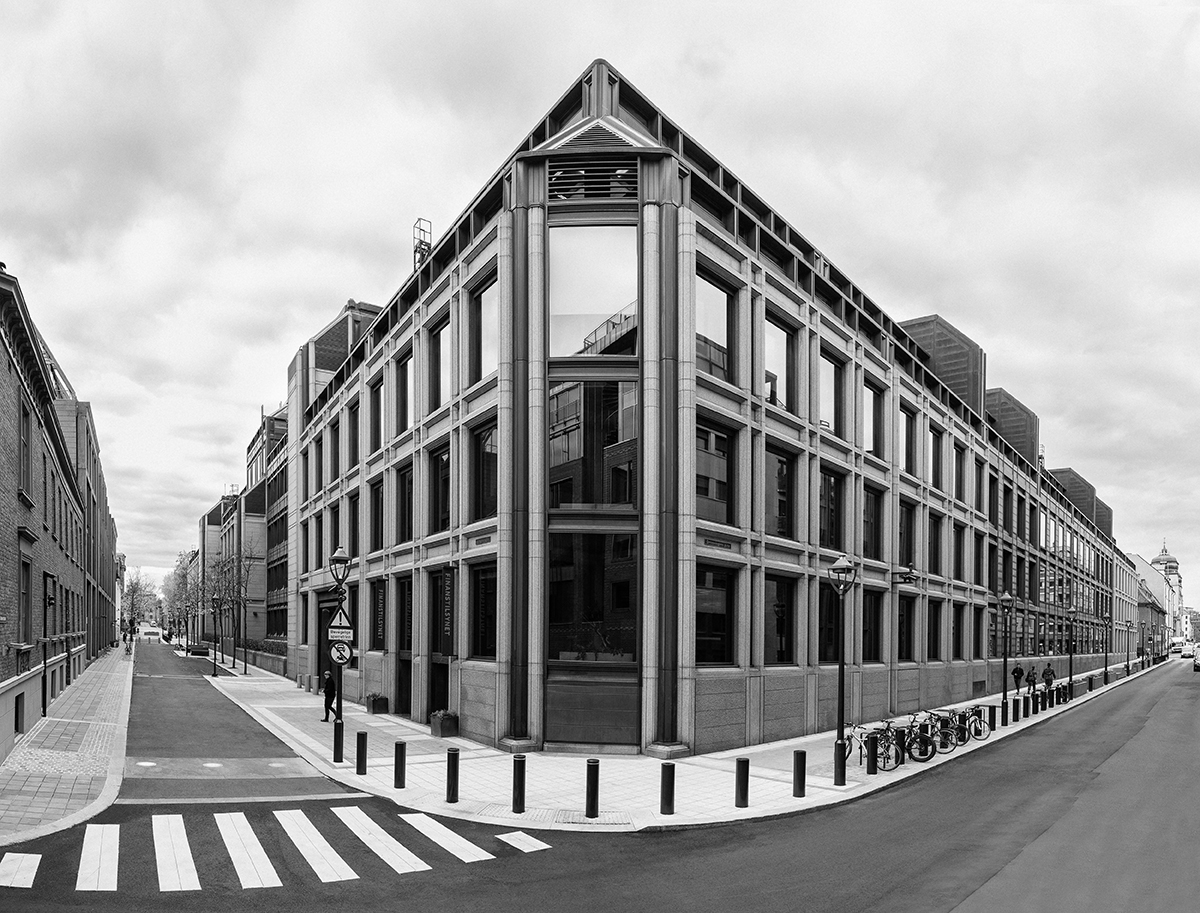 Utvendig fasade av kontorbygget til Finanstilsynet.